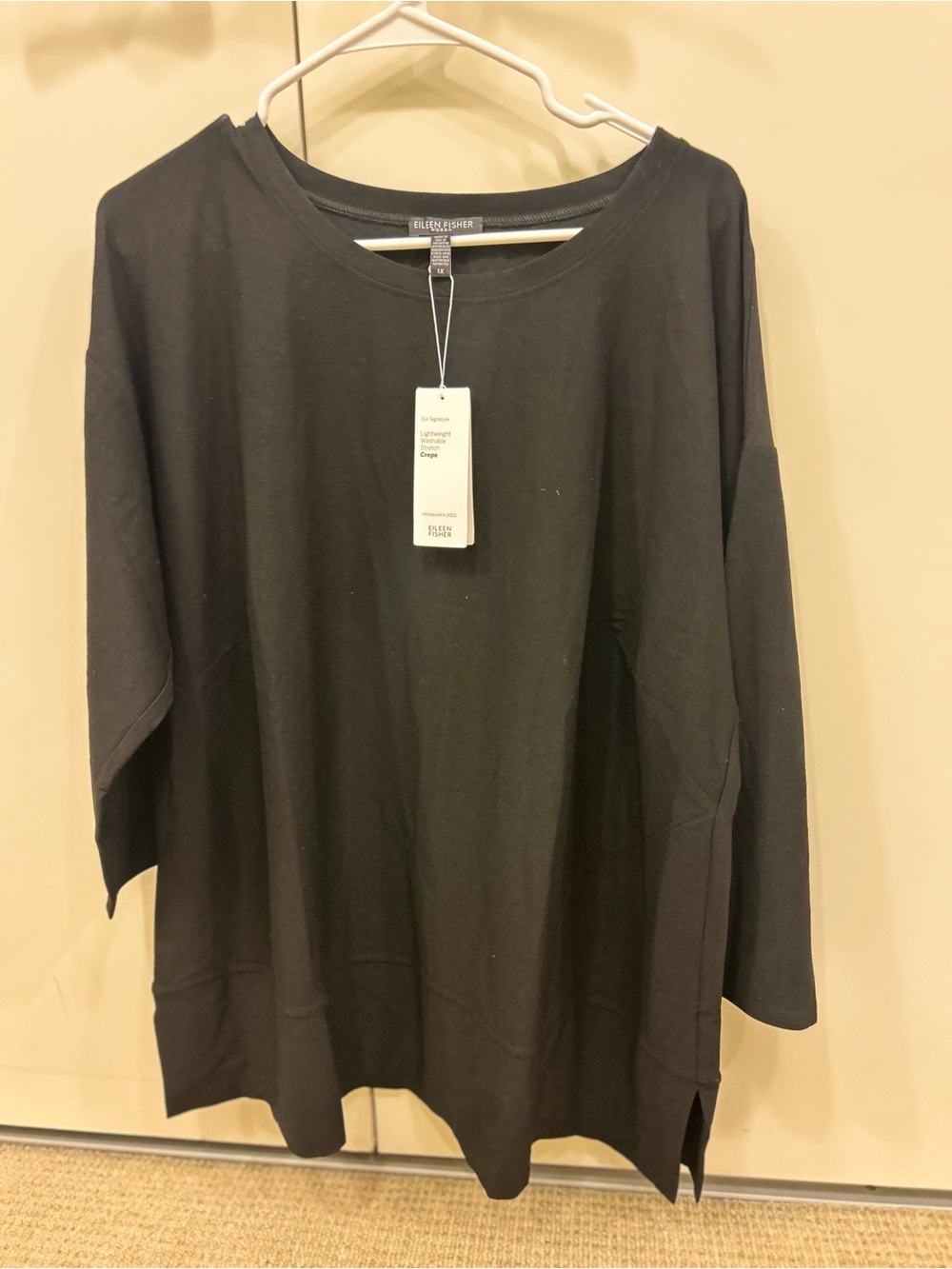 Eileen Fisher Black Relaxed Long-Sleeve Tunic